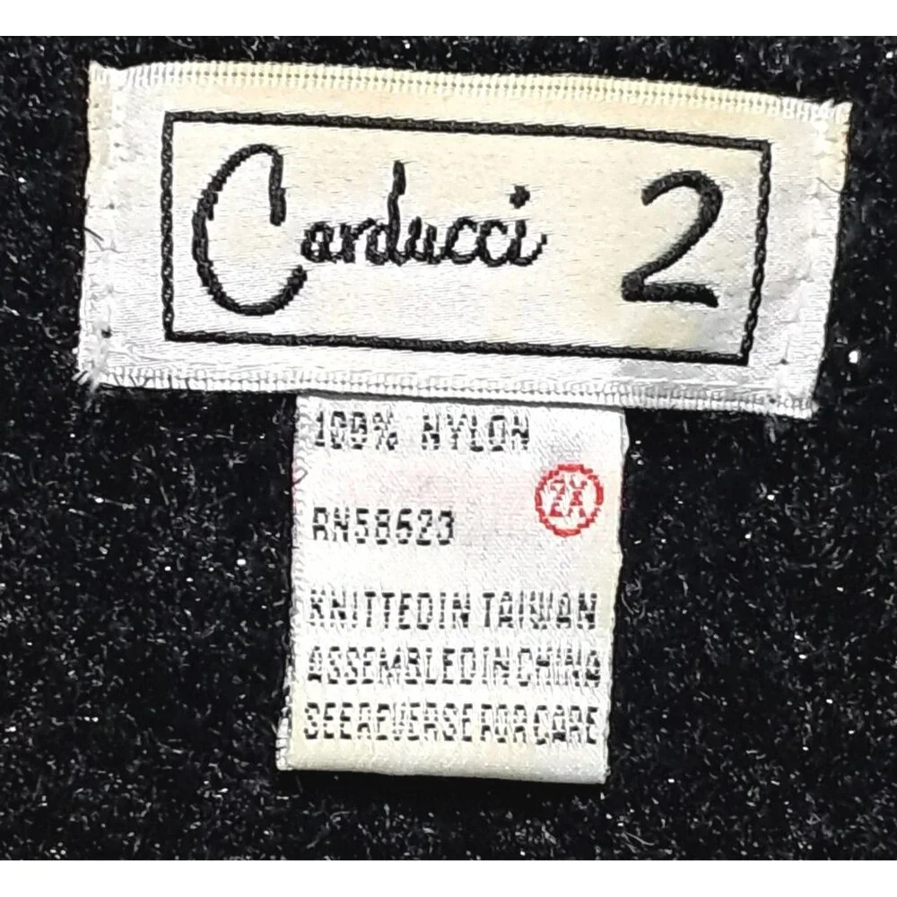 Carducci 2‎ Sweater Womens 2X Black Vintage Shimmer V-Neck Long Sleeve Knit